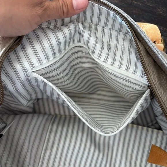 Hearth and Hand with Magnolia large  tan and grey canvas tote purse - Picture 10 of 13